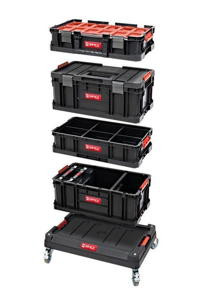 PROREGAL QBRICK Transportroller Two HxBxT 39,5 x 59,5 x 17,5 cm Mit 4 Lenkrollen Traglast 100kg Metall Schwarz