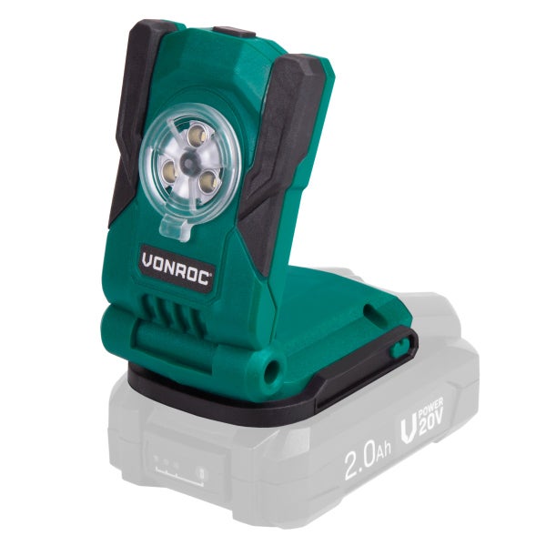 VONROC Arbeitsleuchte VPower 20V (ohne Akku) - Neigungswinkel: 0-128 (6 Positionen)