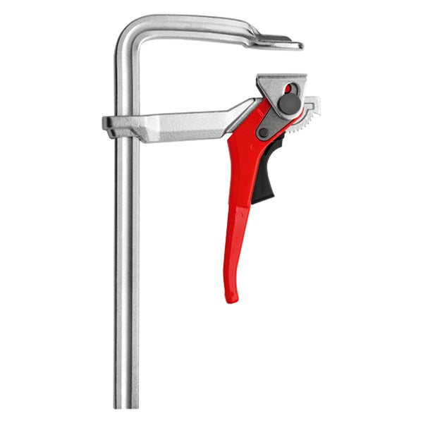 Knebelzwinge aus Metall mit rotem Griff