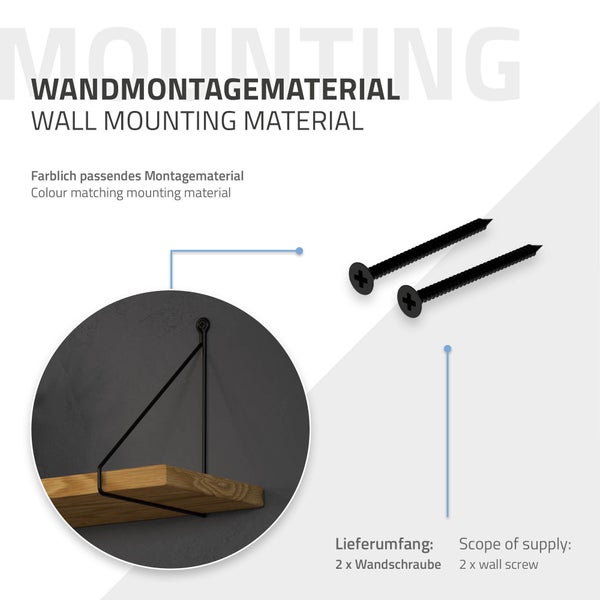 ML-Design 2 Stück Regalhalterung 200mm Schwarz, Metall, Dreieckige Regalhalterungen, Schwebe Regalwinkel, Draht Wandhalterung, Regalträger für Wandmontage, Wandregal Wandkonsole Hängeregal Regalstütze