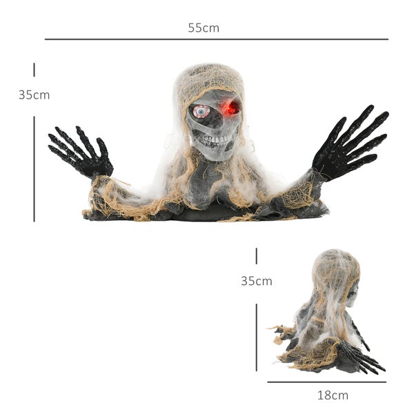 HOMCOM Halloween Dekoration Einäugige Mumie, Krabbelnde Halloween Mumie mit Rot Leuchtende Augen, Garten Dekoration mit Heul-Geräusch