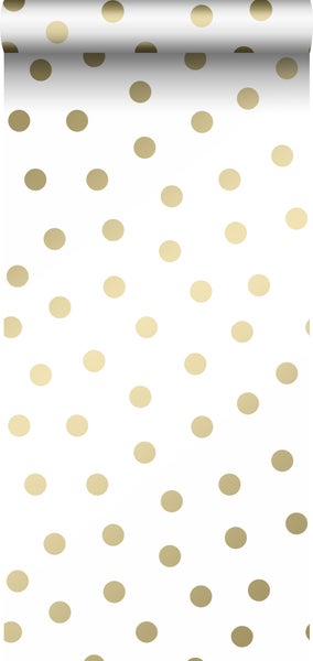 Origin Wallcoverings Tapete Punkte Weiß und Gold - 53 cm x 10.05 m - 347674