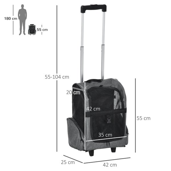 PawHut Tragetasche, L 42 x B 25 x H 55 cm, Oxford-Gewebe, Stahl, Grau