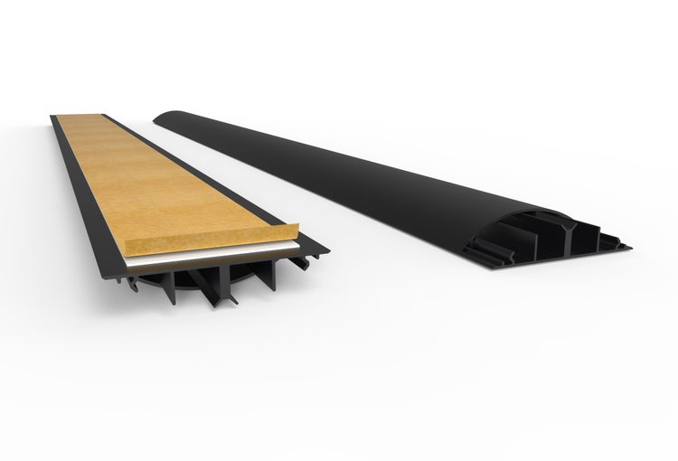 CILSON WDK9020SS Art.-Nr. 6700430 Kabelkanal 90 x 20 mm x 2.000 mm - Trittfest, selbstklebend mit Bodenbelochung, schwarz RAL 9005