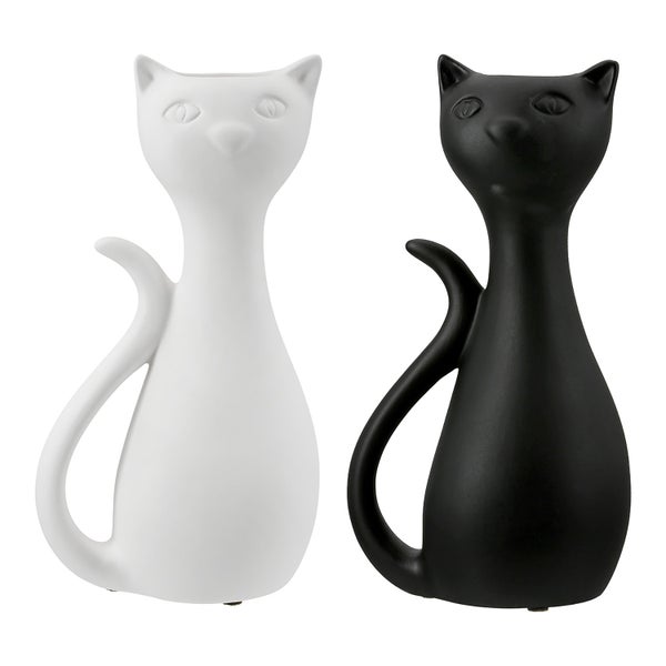 Vasen GILDE 2er Set CAT Tischvasen schwarz-weiß Höhe 28cm Keramik