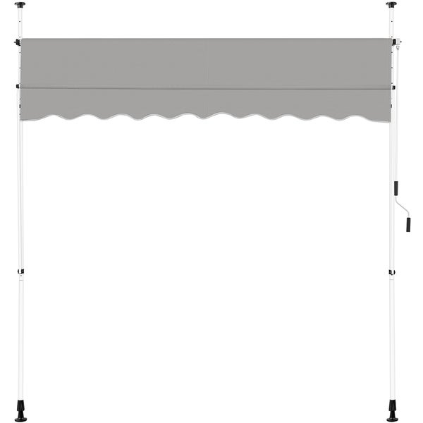 Freistehende Markise mit Kurbel und weißem Gestell