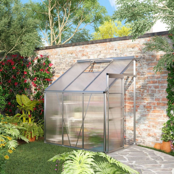 Outsunny Gewächshaus, Beistell-Gewächshaus, 192 x 127 x 214 cm, Aluminium, Polycarbonat, Silber