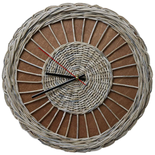 holz4home Rattan-Wanduhr â€žWeaveâ€œ