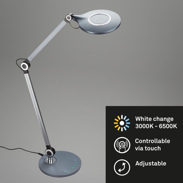 LED Tischleuchte Büroleuchte Touchdimmer CCT 7 W anthrazit Kunststoff Briloner