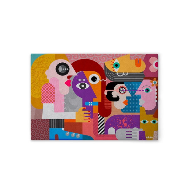 Gemälde mit abstrakten, farbenfrohen Figuren