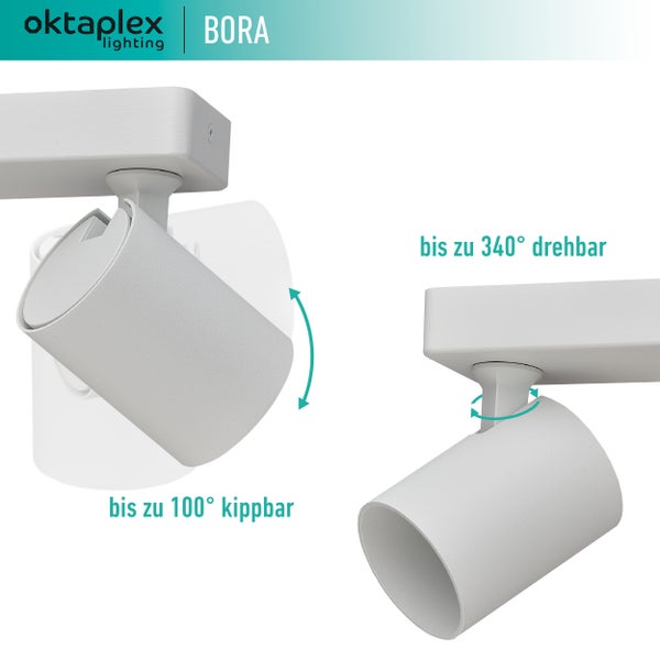 Bora Deckenstrahler 2-flammig GU10 LED Spotbalken 25 cm 230V schwenkbar Spotleuchte Aluminium modern Decken- Wandmontage