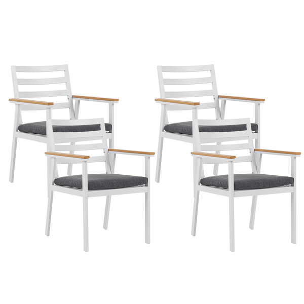 Set mit 4 Stühlen und Sitzkissen CAVOLI Metall Grau
