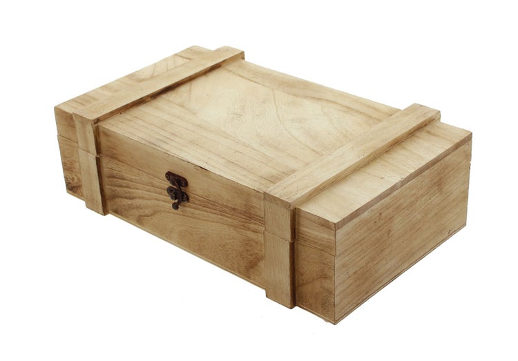 FRANK FLECHTWAREN | Holztruhe Rustikal, für 2 Flaschen, HOLZ, 36 x 21 x 11 cm, ohne Inhalt
