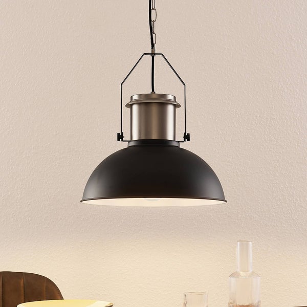 Lindby Pendelleuchte Freitjof (Vintage, Industriell) in Schwarz aus Metall (1 flammig E27) - Deckenlampe Esstischlampe Hängelampe Hängeleuchte Wohnzimmerleuchte