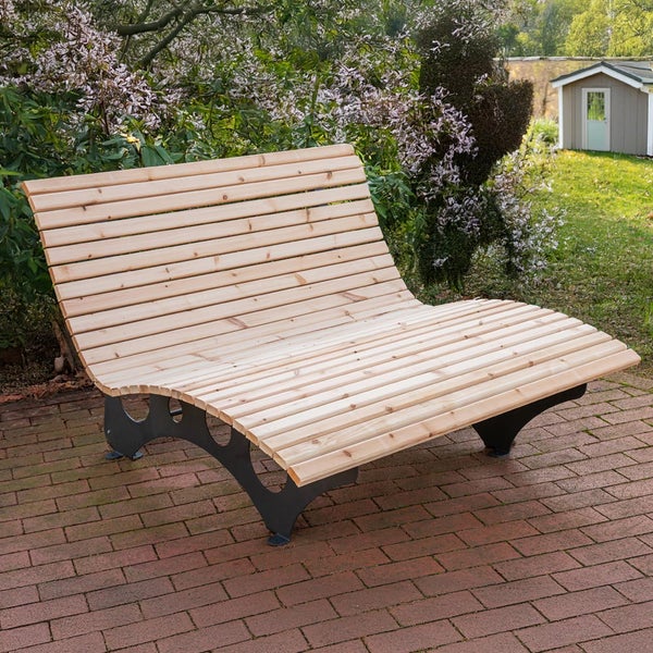 Home Deluxe - Wellenholzliege TAIGA - Lärchenholz, Stahl, inkl. 30 Latten - 148 x 105 x 152 cm I Waldsofa Schwunliege Relaxliege