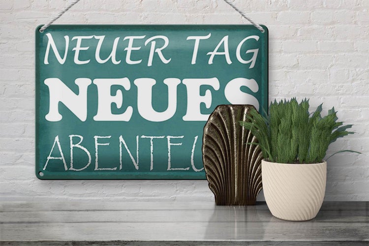 Blechschild Spruch 30x20cm neuer Tag neues Abenteuer