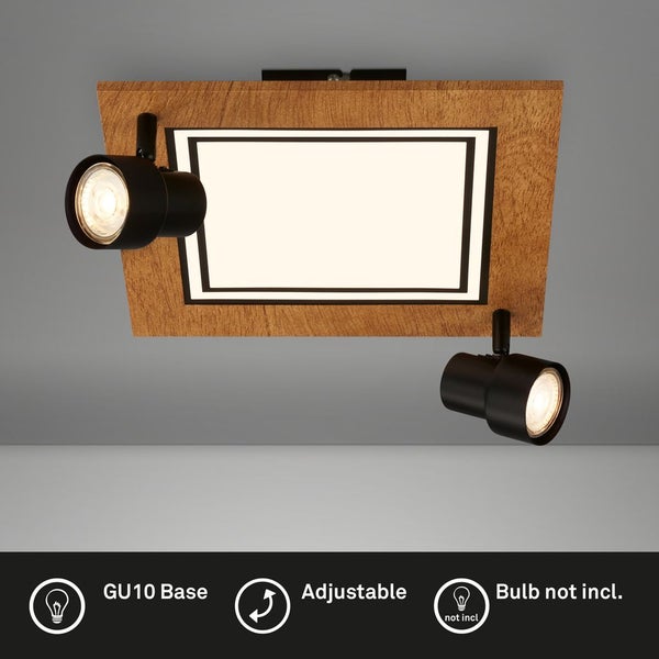 LED Deckenleuchte,schwarz-holzfarben,2xGU10+LED