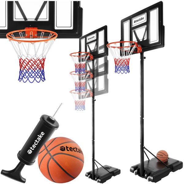 Basketballkorb mit Ball und Ballpumpe