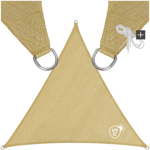 Sonnensegel tectake  inklusive Spannseile dreieckig mit UV-Schutz 50+ beige
