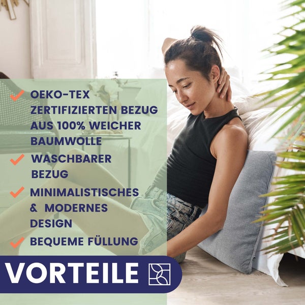 DYNMC you Modernes Sofakissen 40x70 mit weichem Oeko-TEX-Baumwoll-Bezug - Bequemes Dekokissen mit mittelharter Füllung - Perfekt als dekoratives Rückenkissen - Premium Couchkissen groß by Grau