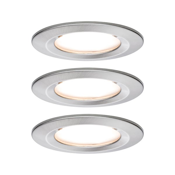 LED Einbauleuchte 3-Step-Dim Nova Coin Basisset starr IP44 rund 78mm Coin 3x6W 3x470lm 230V dimmbar 2700K Eisen gebürstet
