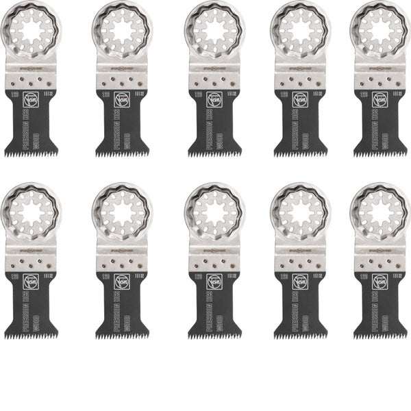 Zehn Sägeblätter für Multifunktionswerkzeuge zur Holzbearbeitung