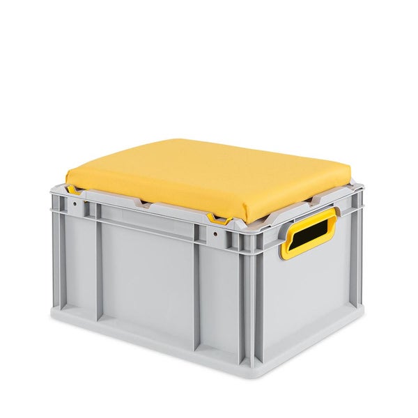 PROREGAL Eurobox NextGen Seat Box Gelb HxBxT 26,5 x 30 x 40 cm 20 Liter Griffe Offen Eurobehälter Sitzbox Transportbox Transportbehälter Stapelbehälter