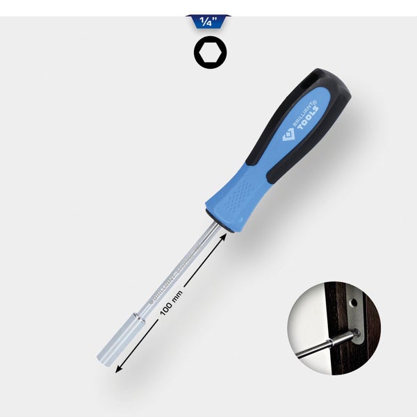 Brilliant Tools Steckschlüsselschraubendreher mit 100 mm Schaftlänge