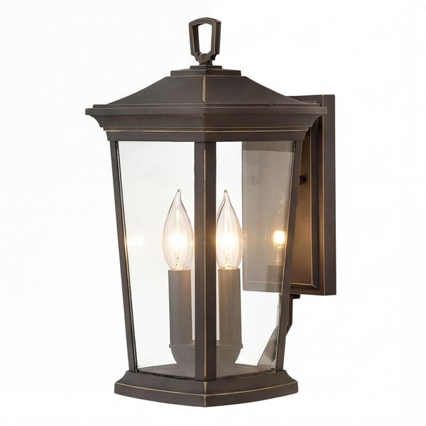 Laternen Wandleuchte mit klarem Glas und zwei Glühbirnen