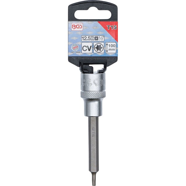 BGS Bit-Einsatz Länge 100 mm Antrieb Innenvierkant 12,5 mm (1/2) T-Profil (für Torx) T15 - 4468