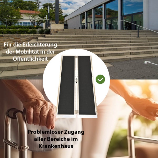 Klappbare Rollstuhlrampe zur Mobilitätserleichterung im öffentlichen Raum