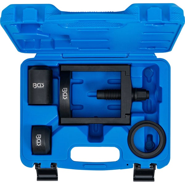 Werkzeugsatz in geöffnetem, blauem Kunststoffkoffer mit BGS Technic Logo