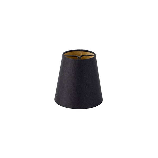 Baumwollklemmschirm schwarz 12 cm rund mit goldener Innenseite