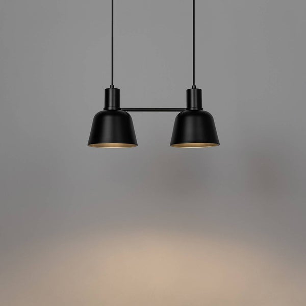 Lucande Pendelleuchte Servan (Design, Modern) in Schwarz aus Metall (2 flammig E27) - Design-Hängeleuchte Esstischlampe Hängelampe Hängeleuchte Wohnzimmerleuchte
