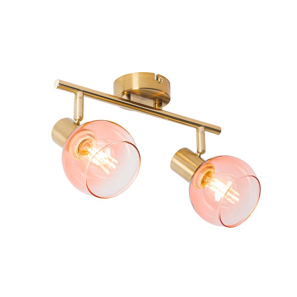 Art Deco Spot Gold mit rosa Glas 2 Lichter - Vidro