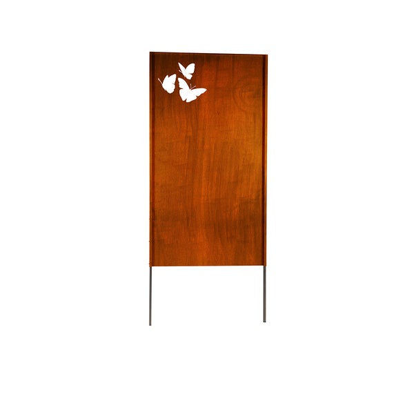 Home Deluxe - Sichtschutz BUTTERFLY - 180 x 100 cm - wetterbeständig, edle Rostoptik I Rostschild, Gartenstecker, Roststecker