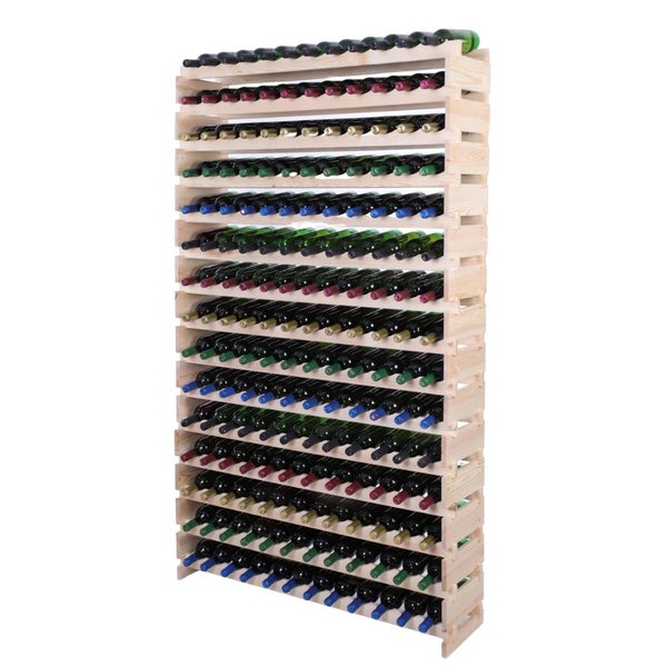 Weinregal VINOTECA FLEX PRO HxBxT 205x123x28cm 180 Flaschen auf 15 Ebenen Massives Kiefernholz Natur unbehandelt