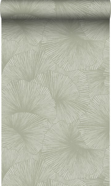 Origin Wallcoverings Tapete 3D Muster Blätter Graugrün - 50 x 900 cm - 348008
