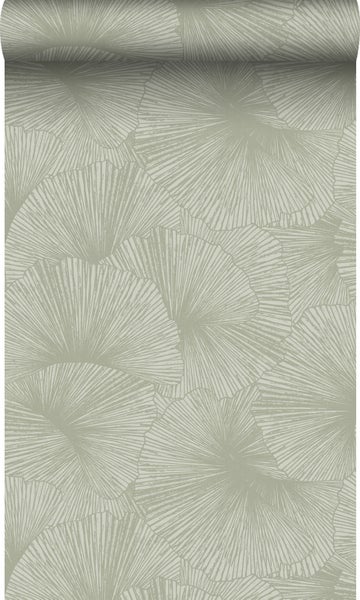 Origin Wallcoverings Tapete 3D Muster Blätter Graugrün - 53 cm x 10.05 m - 348008