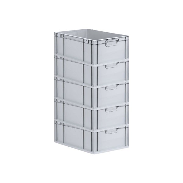 PROREGAL Spar Set 5x Eurobox Nextgen Economy Mit Scharnierdeckel & Blauen Schiebeschnappverschlüsse Griffe Geschlossen HxBxT 22 x 40 x 60 cm 44 Liter