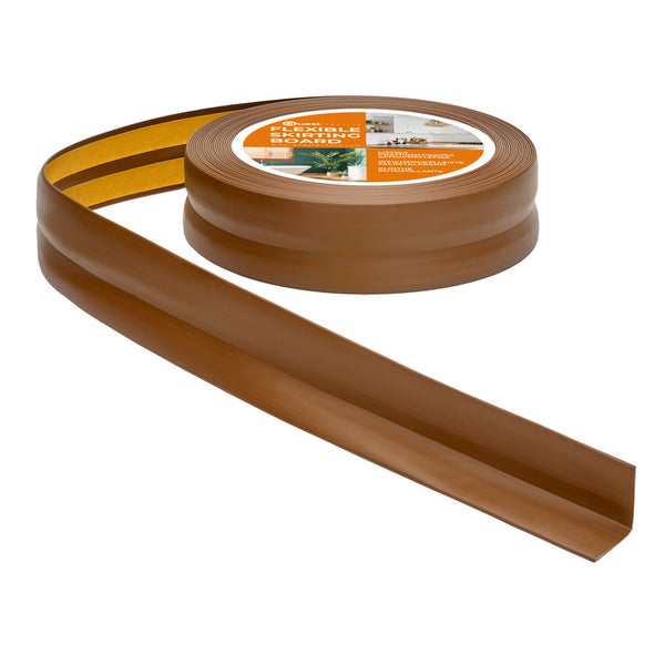 Quest Weichsockelleiste Selbstklebend 30 x 30 mm, PVC, Flexibel, Braun, 15 Meter