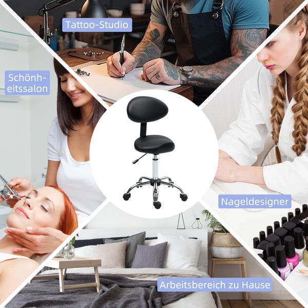 Anwendungsbereiche für einen Drehstuhl: Tattoostudio, Schönheitssalon, Nagelstudio und Homeoffice