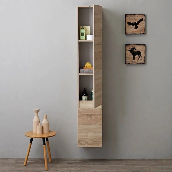 Hoher, schmaler Badezimmerschrank mit Regalen zur Wandmontage