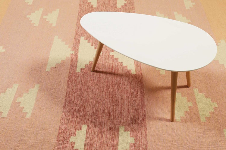 Kelim Teppich Rosa meliert aus Wolle Soleil Green Looop 80x300 cm