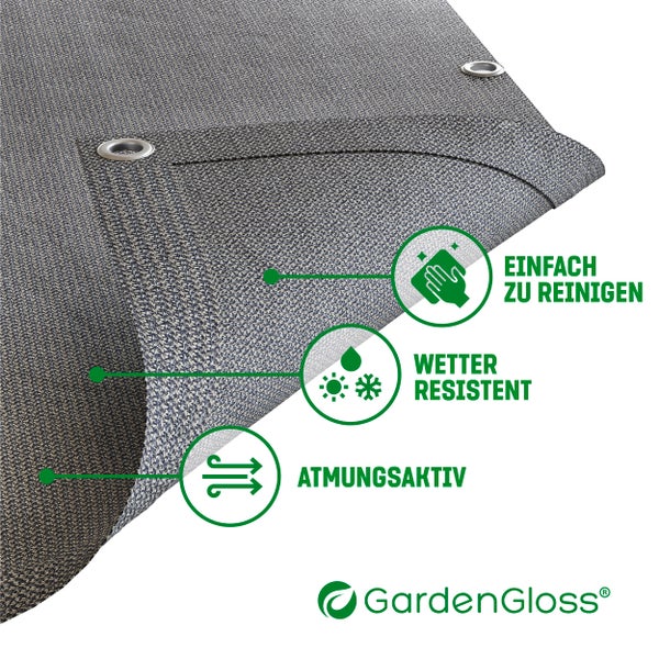 GardenGloss Vorzeltteppich 250x400 - Camping Teppich Outdoor Wetterfest - Campingteppich, Zeltteppich inkl. 12 Befestigungsnägel und Tragetasche