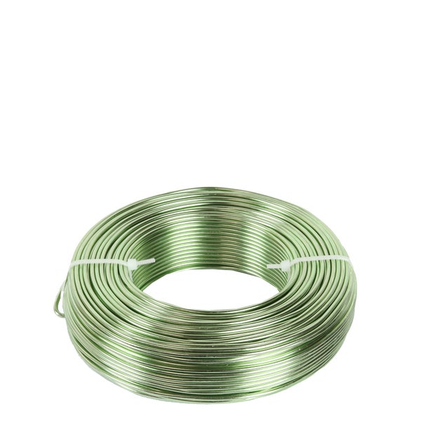Grüne Spule aus Aluminiumdraht, runder Basteldraht für Garten und Hobby.