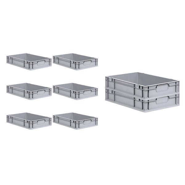 PROREGAL Spar Set 8x Eurobox Nextgen Economy Mit Auflagedeckel & 4x Schiebeschnappverschlüsse Grün Griffe Geschlossen HxBxT 12 x 40 x 60 cm 23 Liter