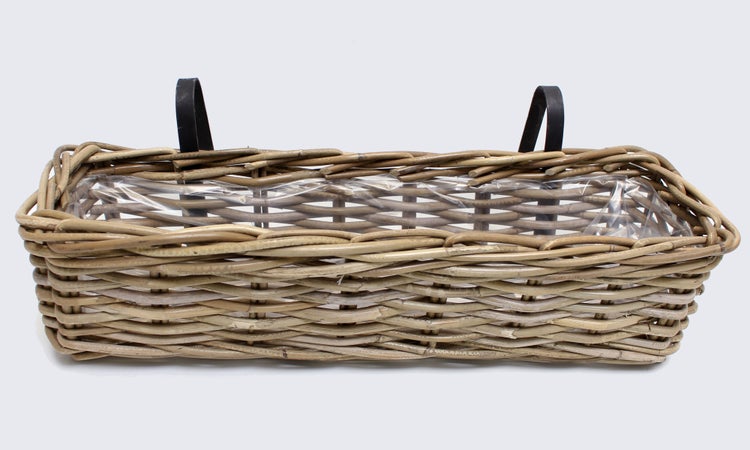 FRANK FLECHTWAREN | Balkonpflanzer Rattan, groß, RATTAN, 58 x 18 x 14 cm