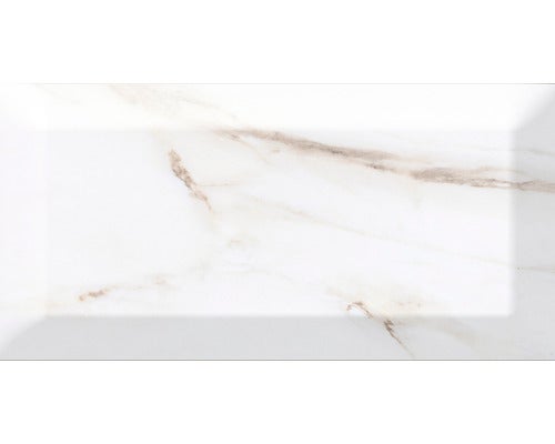 Steingut Wandfliese Metro Carrara 10x20cm glänzend