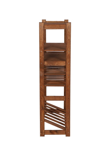 PROREGAL Getränkekisten- & Weinregal SPREEWALD HxBxT 124x70x33cm 12 Flaschen auf 2 Ebenen + 1 Ebene für Kisten + 3 Ablagen Massives Kiefernholz Braun geölt